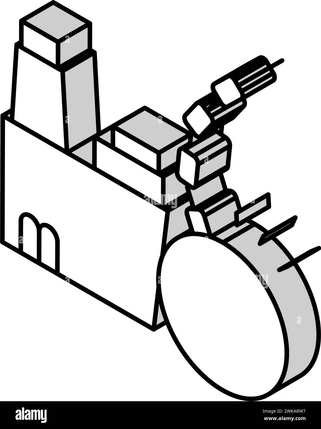 illustrazione vettoriale con icone isometriche demolite da un impianto di produzione Illustrazione Vettoriale