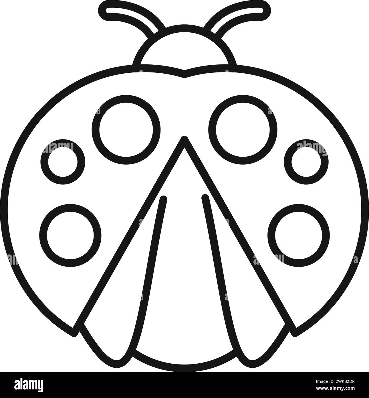 Vettore contorno icona Ladybird volante. Estate con le lenzuola. Biologia rosso carino Illustrazione Vettoriale