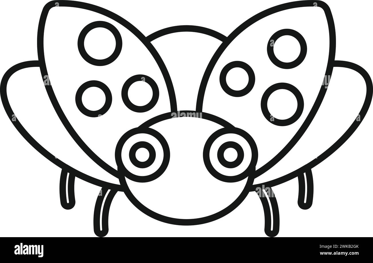 L'icona dell'insetto ladybird delinea il vettore. Insetto animale. Design adorabile Illustrazione Vettoriale