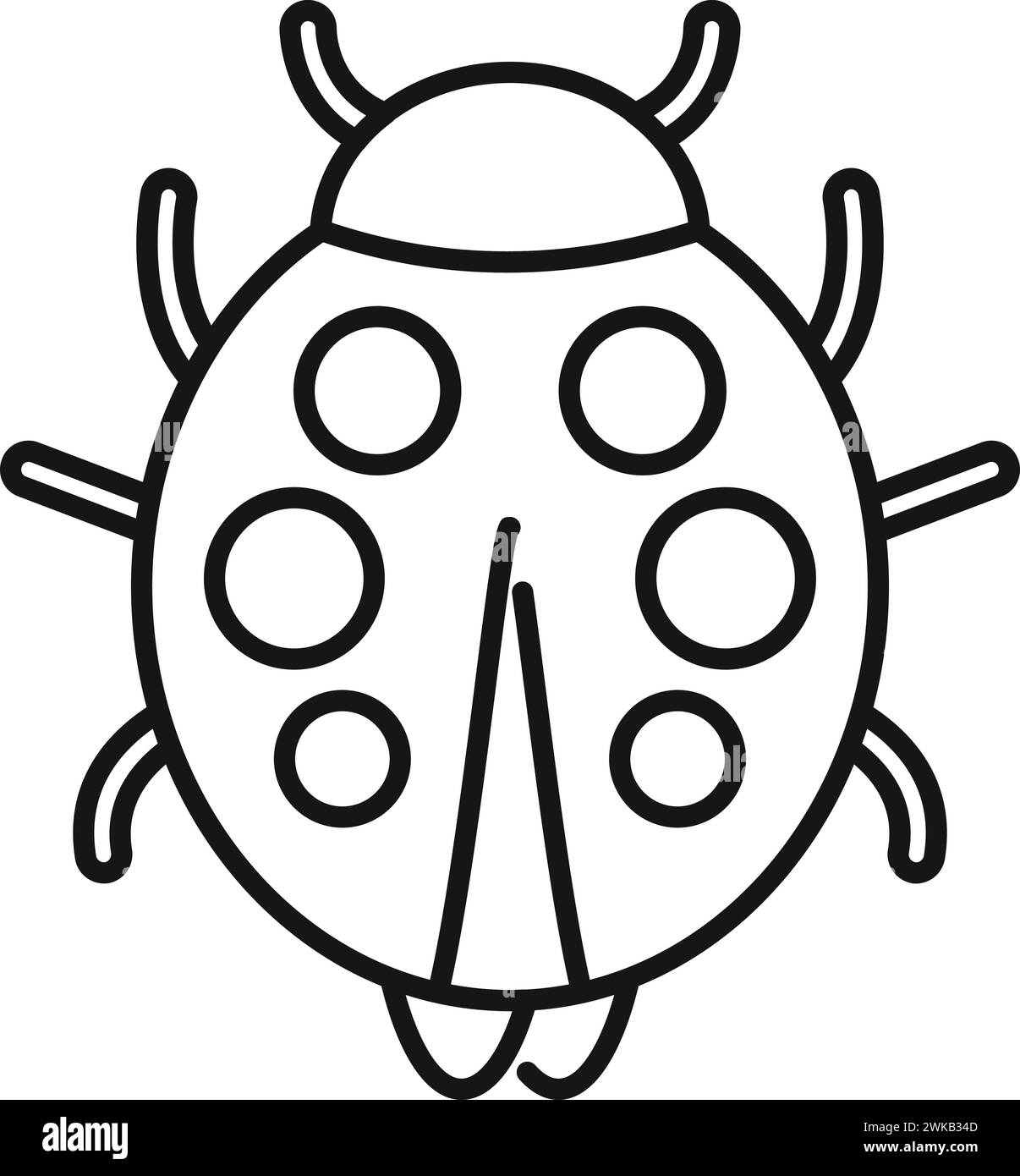 L'icona del bug del giardino anteriore delinea il vettore. Arte natura foglio. Antenna per la fauna selvatica Illustrazione Vettoriale