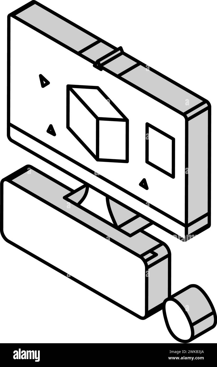 illustrazione vettoriale dell'icona isometrica della modellazione 3d. Illustrazione Vettoriale