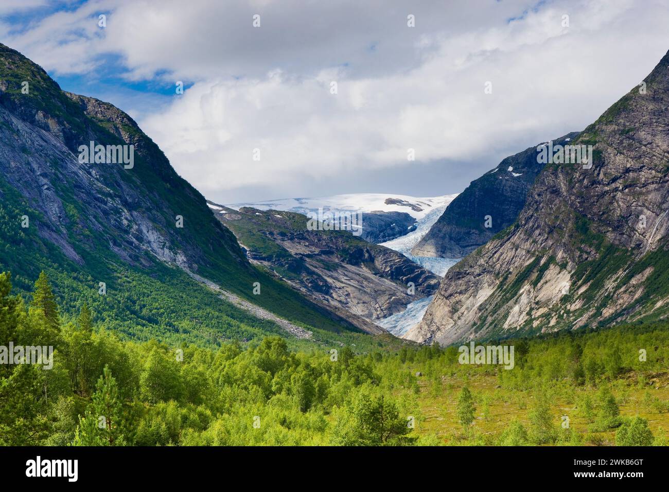 Viste spettacolari del ghiacciaio Nigardsbreen, Norvegia Foto Stock
