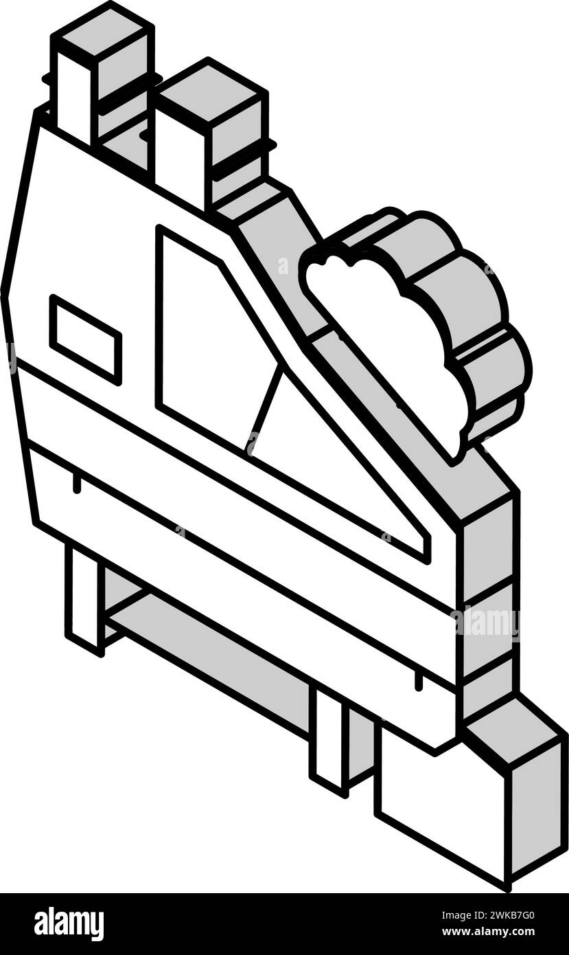 illustrazione vettoriale dell'icona isometrica di fabbrica della macchina de-stoner parziale Illustrazione Vettoriale