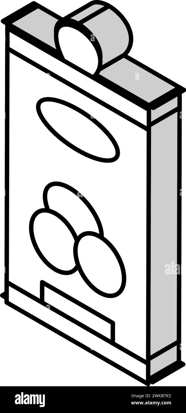 illustrazione vettoriale dell'icona isometrica del contenitore con oliva inscatolata Illustrazione Vettoriale