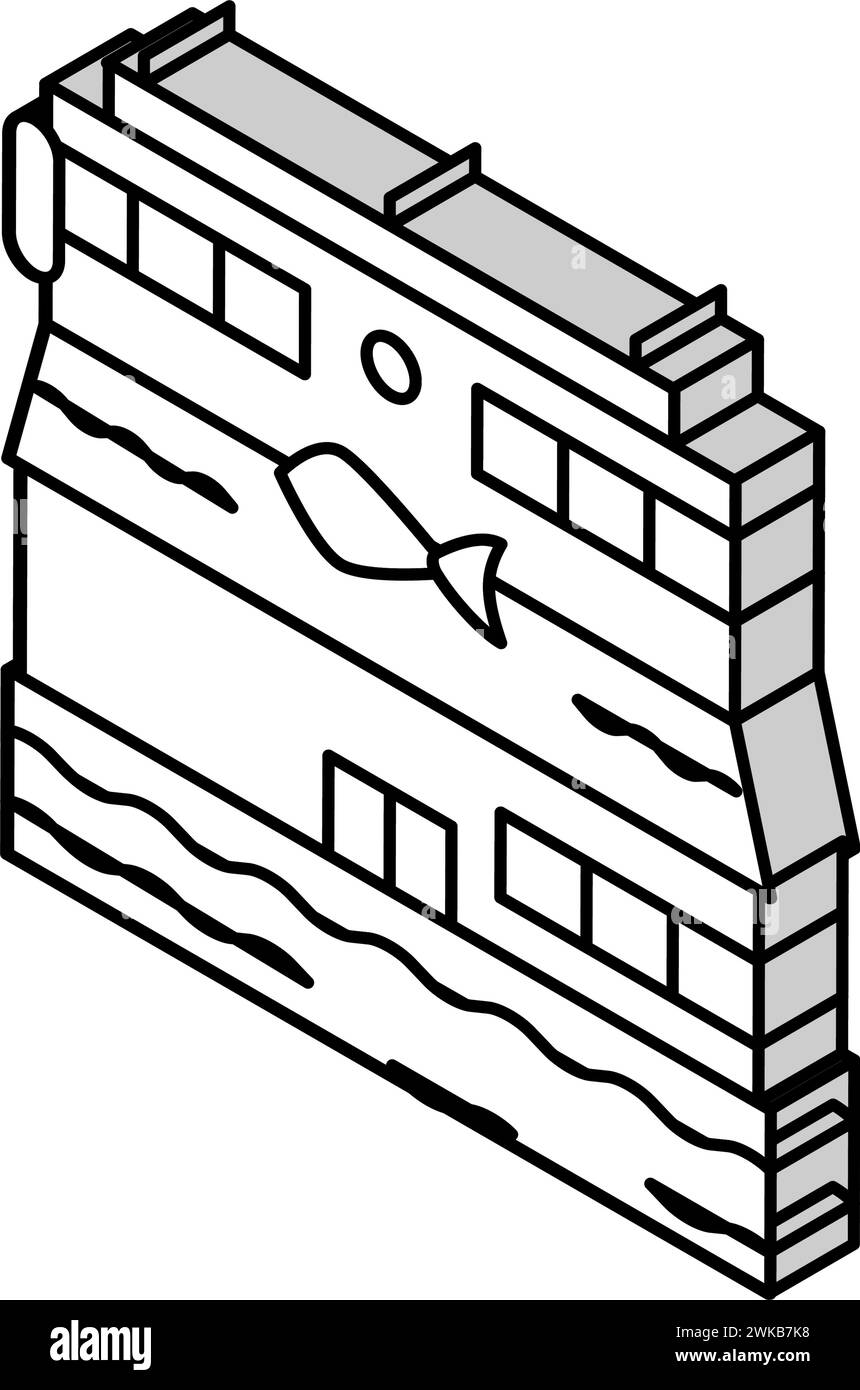 ristorante di pesce icona isometrica illustrazione vettoriale Illustrazione Vettoriale