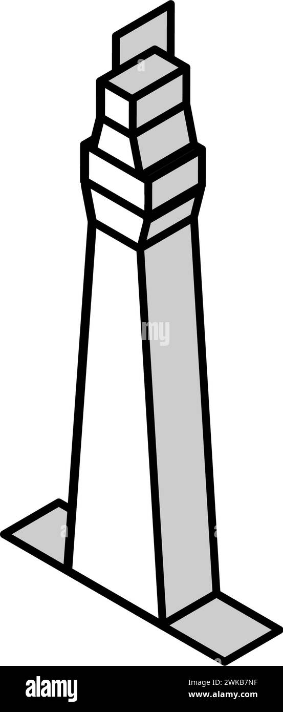 illustrazione vettoriale dell'icona isometrica dell'edificio della torre Illustrazione Vettoriale