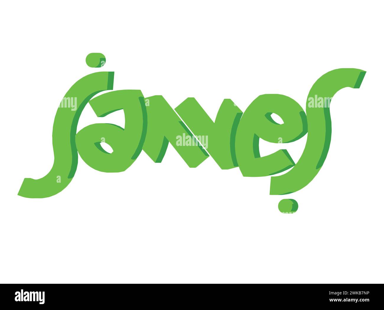 Simbolo del logo dei graffiti in 3D Rendering Typography Word James adatto per l'uso su magliette di abbigliamento, collane di gioielli, souvenir di compleanno, fidanzamenti, sposi Illustrazione Vettoriale