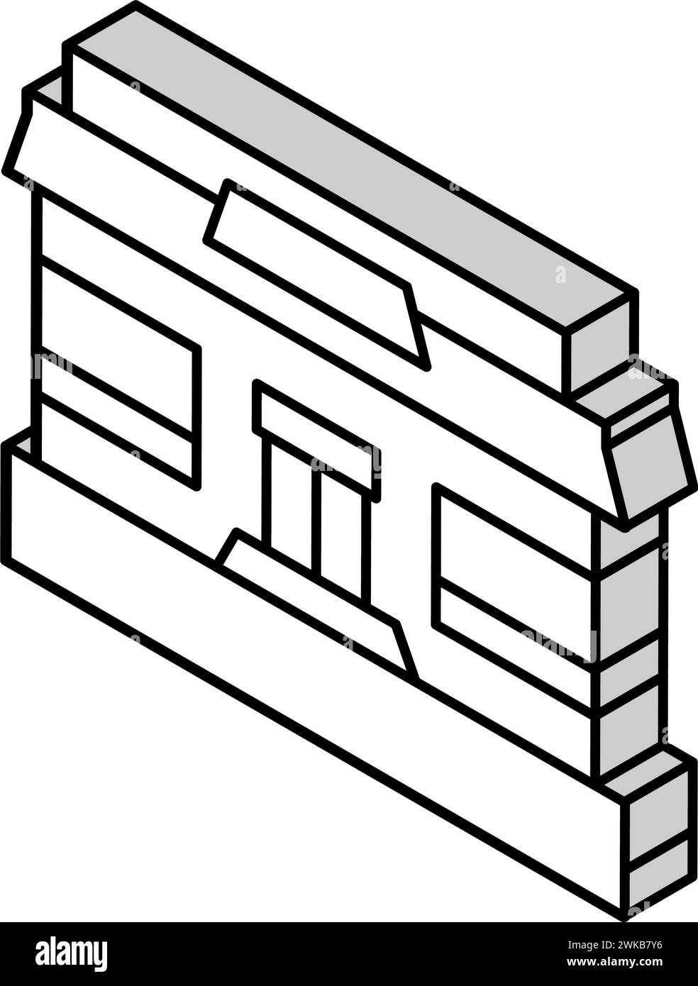 illustrazione vettoriale icona isometrica dell'edificio della caffetteria del ristorante Illustrazione Vettoriale