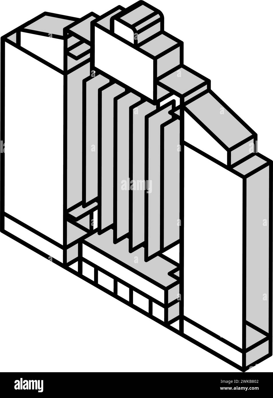 illustrazione vettoriale dell'icona isometrica dell'edificio del grattacielo dell'ufficio Illustrazione Vettoriale