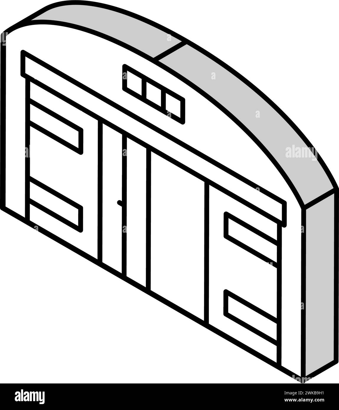 illustrazione del vettore isometrica dell'icona di costruzione del magazzino Illustrazione Vettoriale