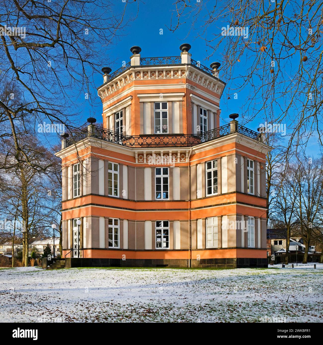 Greiffenhorst House in inverno, Germania, Renania settentrionale-Vestfalia, bassa Renania, Krefeld Foto Stock