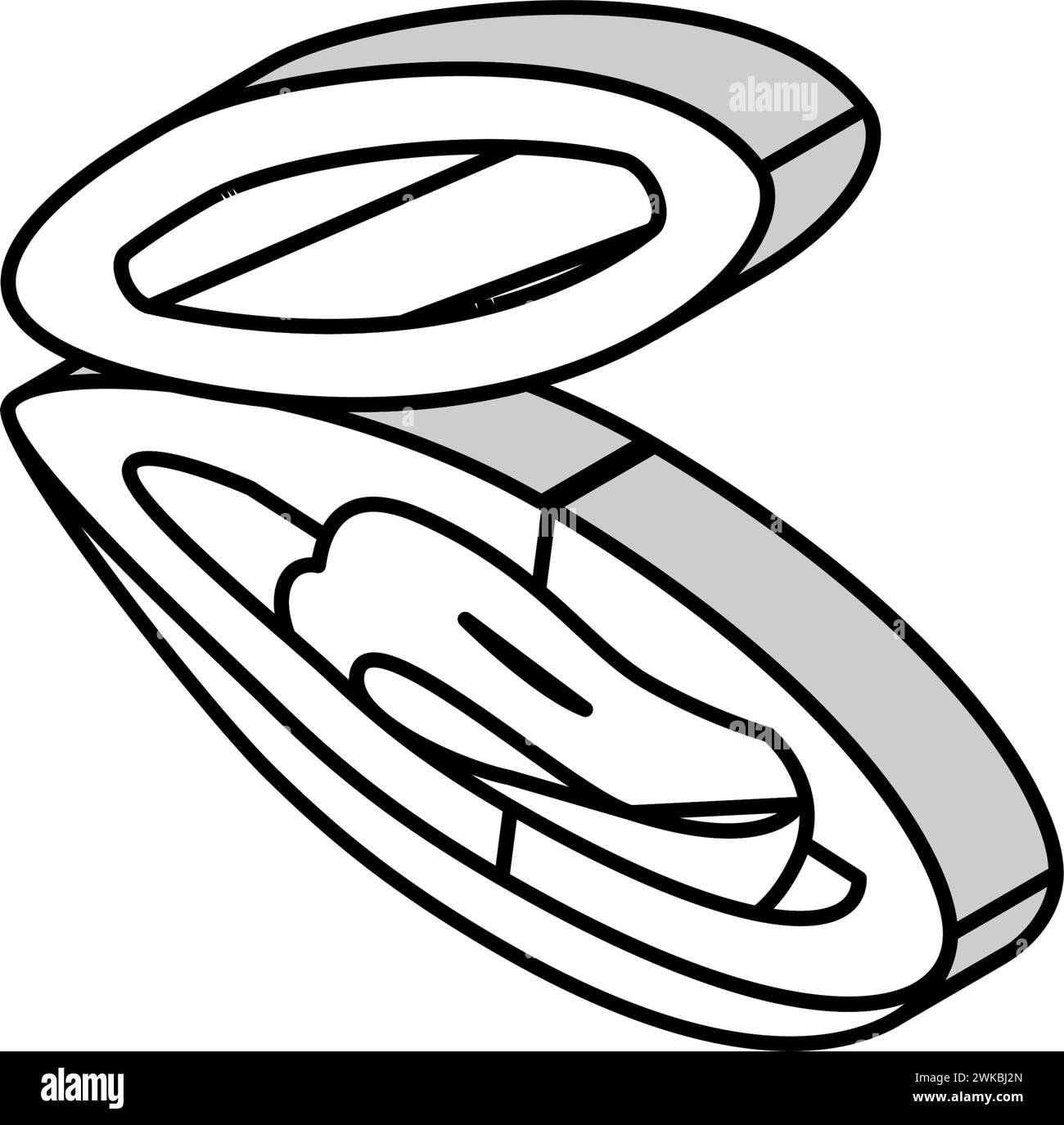 illustrazione vettoriale dell'icona isometrica di cozze shell aperta Illustrazione Vettoriale