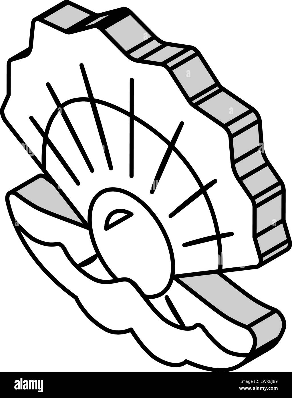 illustrazione vettoriale dell'icona isometrica del guscio dell'ostrica perla Illustrazione Vettoriale