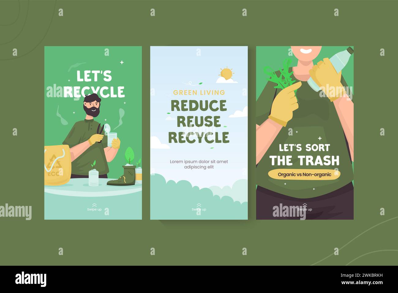Rispetto dell'ambiente e rispetto dell'ambiente sul modello di storia dei social media Illustrazione Vettoriale