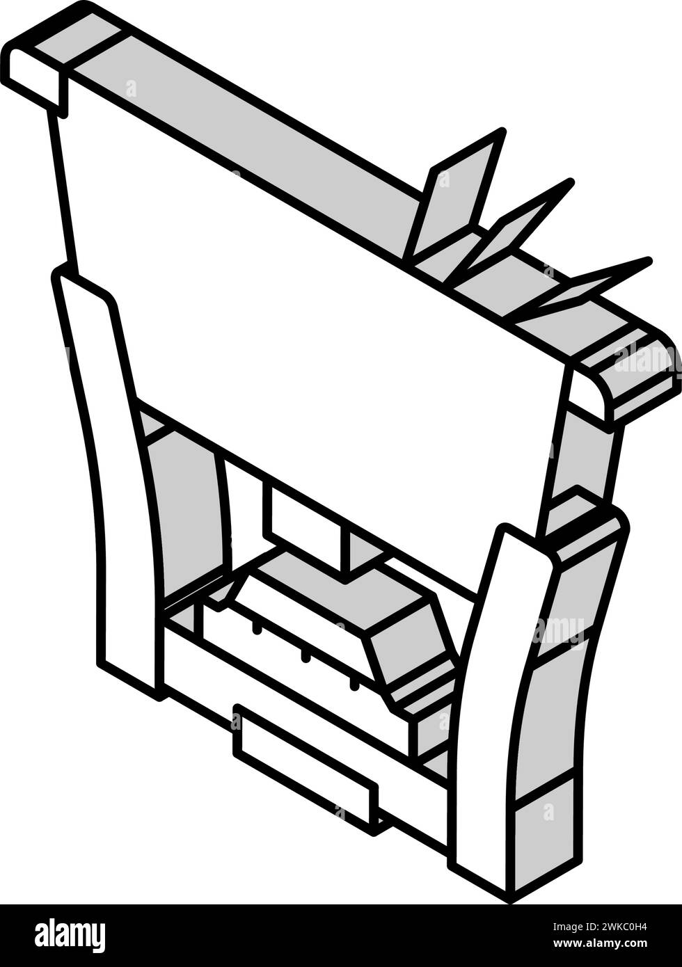 illustrazione vettoriale dell'icona isometrica del vaso della fonduta in ghisa Illustrazione Vettoriale