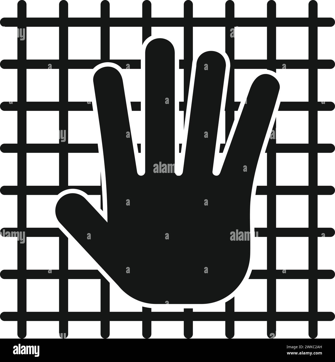 Icona di scansione palmare a rete vettore semplice. Codice database online. Registrazione social del sistema Illustrazione Vettoriale