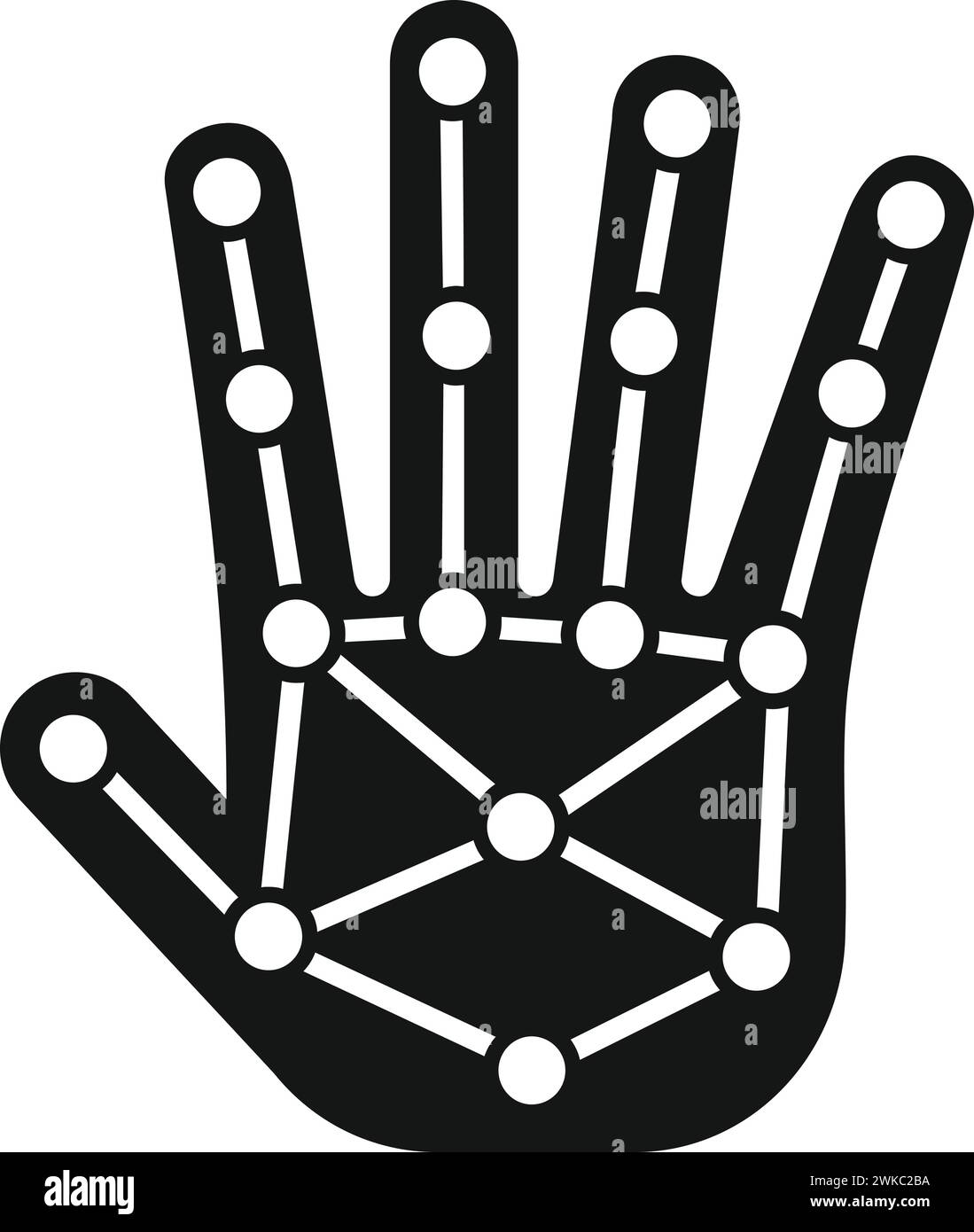 Icona di scansione biometrica del palmo vettore semplice. Scheda di sistema. Code face Connect Illustrazione Vettoriale