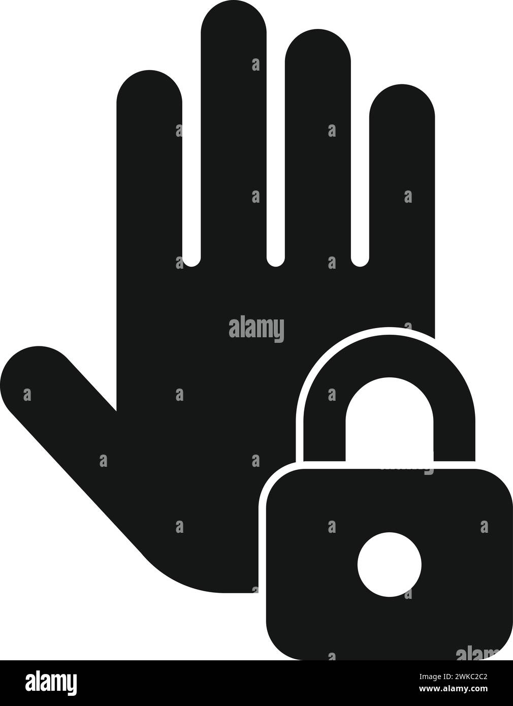 Icona di scansione del palmo bloccato vettore semplice. Sicurezza automatica. Codice scheda Illustrazione Vettoriale