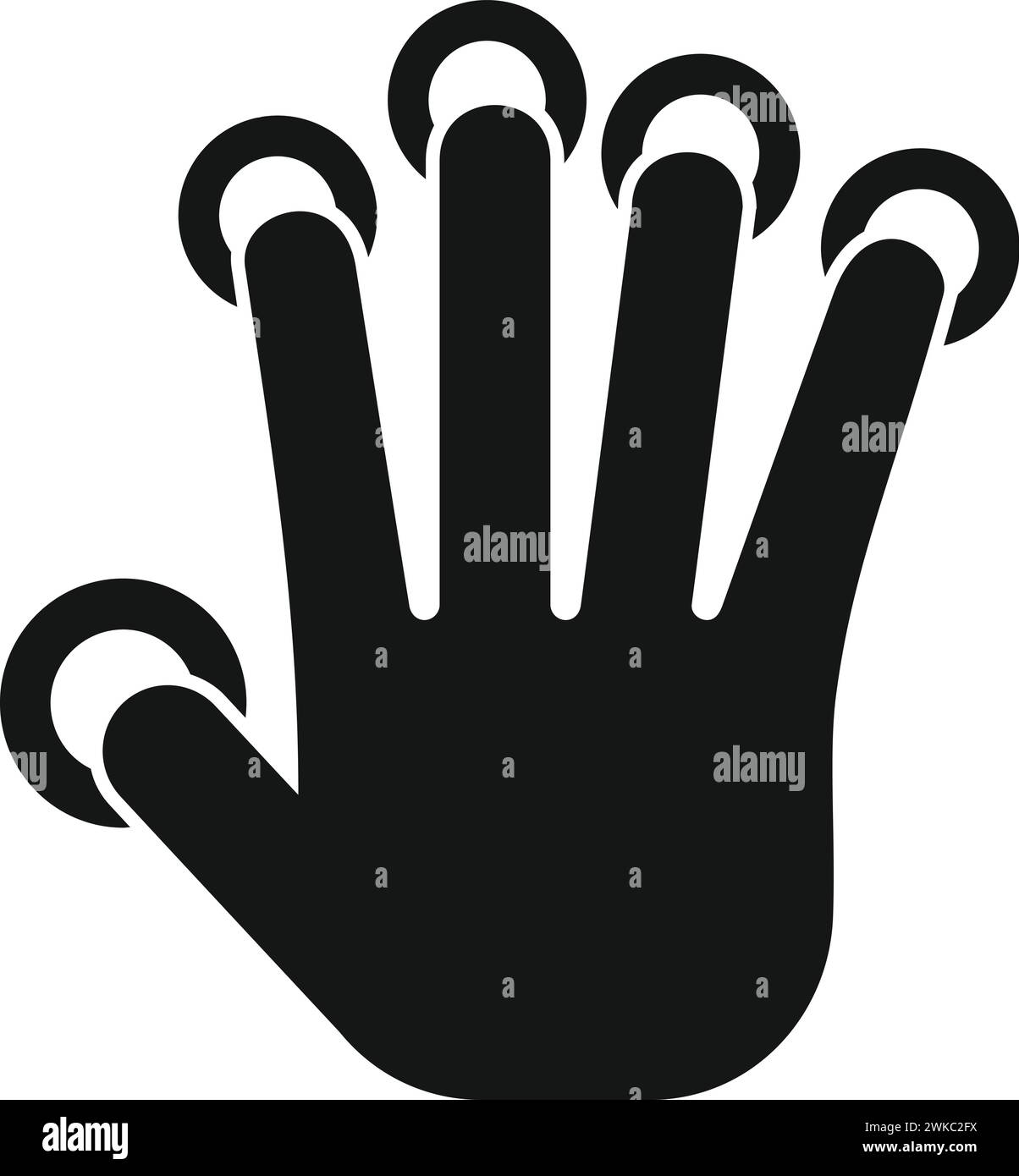 Dita dell'icona di scansione del palmo vettore semplice. Sistema sociale. Registrazione codice automatico Illustrazione Vettoriale