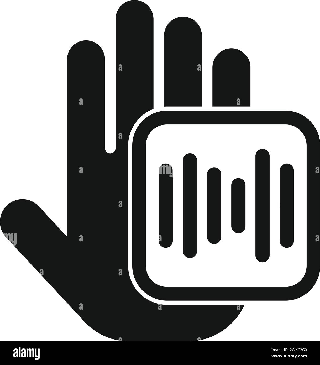 REC icona scansione palmo vettore semplice. Automatico intelligente. Sistema di firma Illustrazione Vettoriale