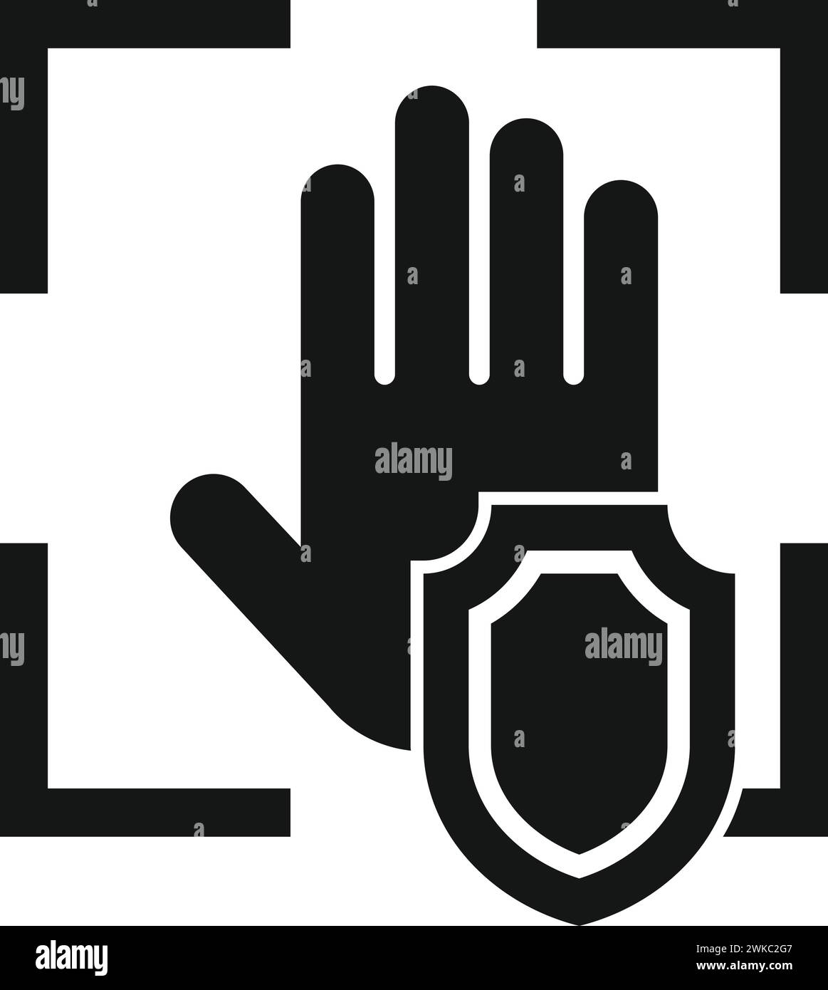 Icona di scansione palmare protetta vettore semplice. Software automatico. Privacy dei dati Illustrazione Vettoriale