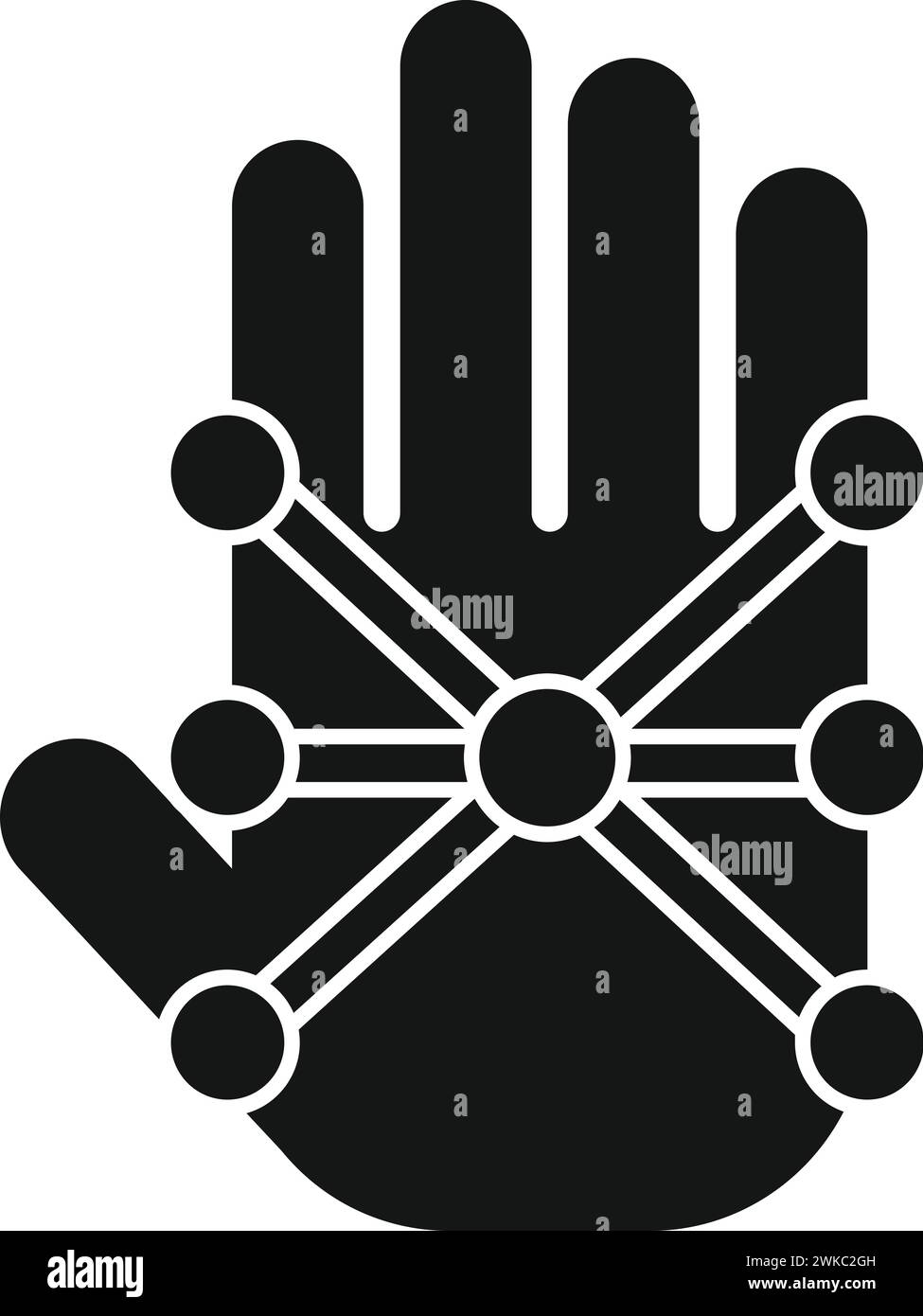 Icona di scansione del palmo puntiforme vettore semplice. Verifica vocale. Accedere all'id dati Illustrazione Vettoriale