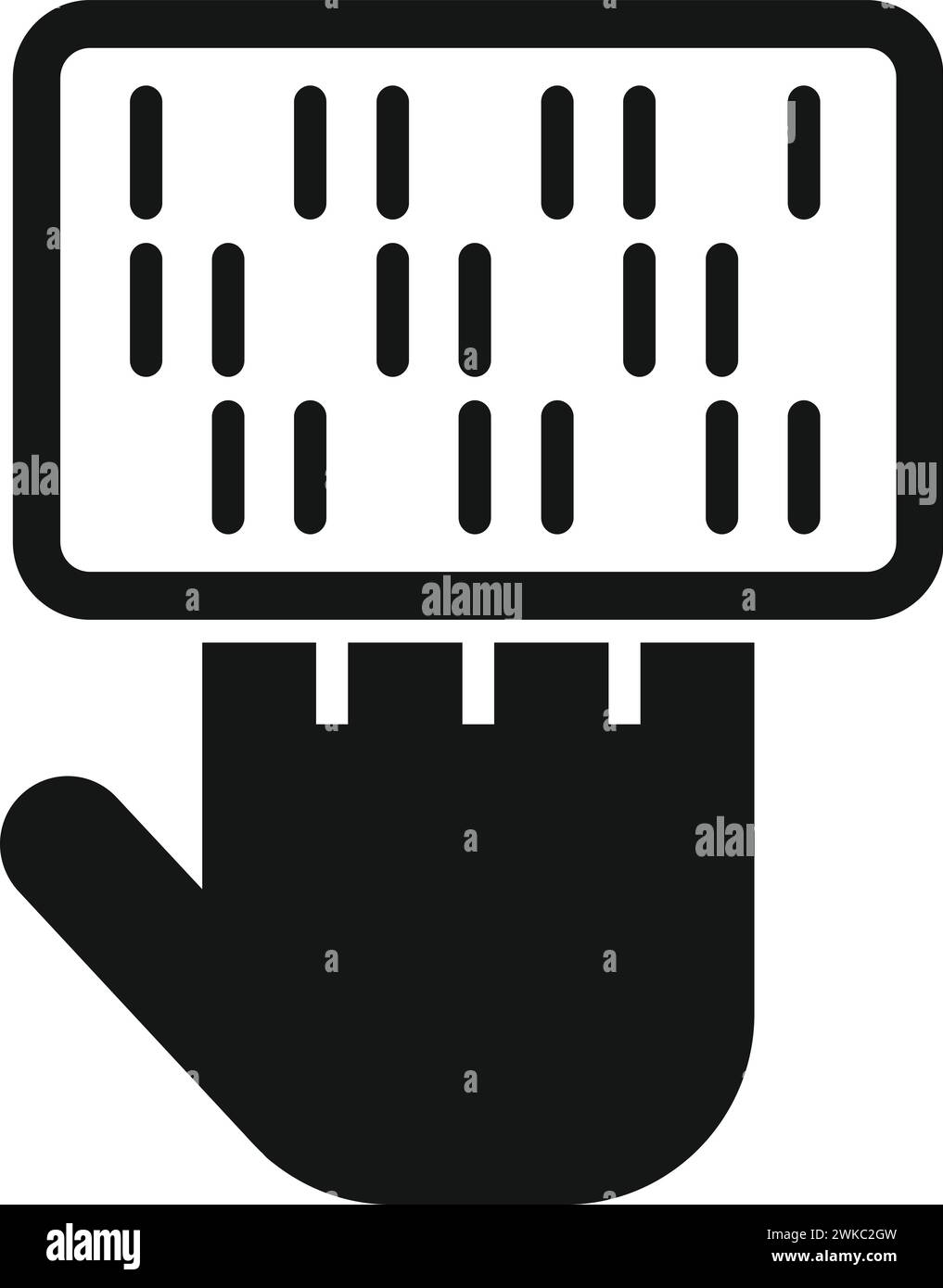 Scansione dell'icona del palmo del dito vettore semplice. Solitario intelligente. Verifica audio Illustrazione Vettoriale