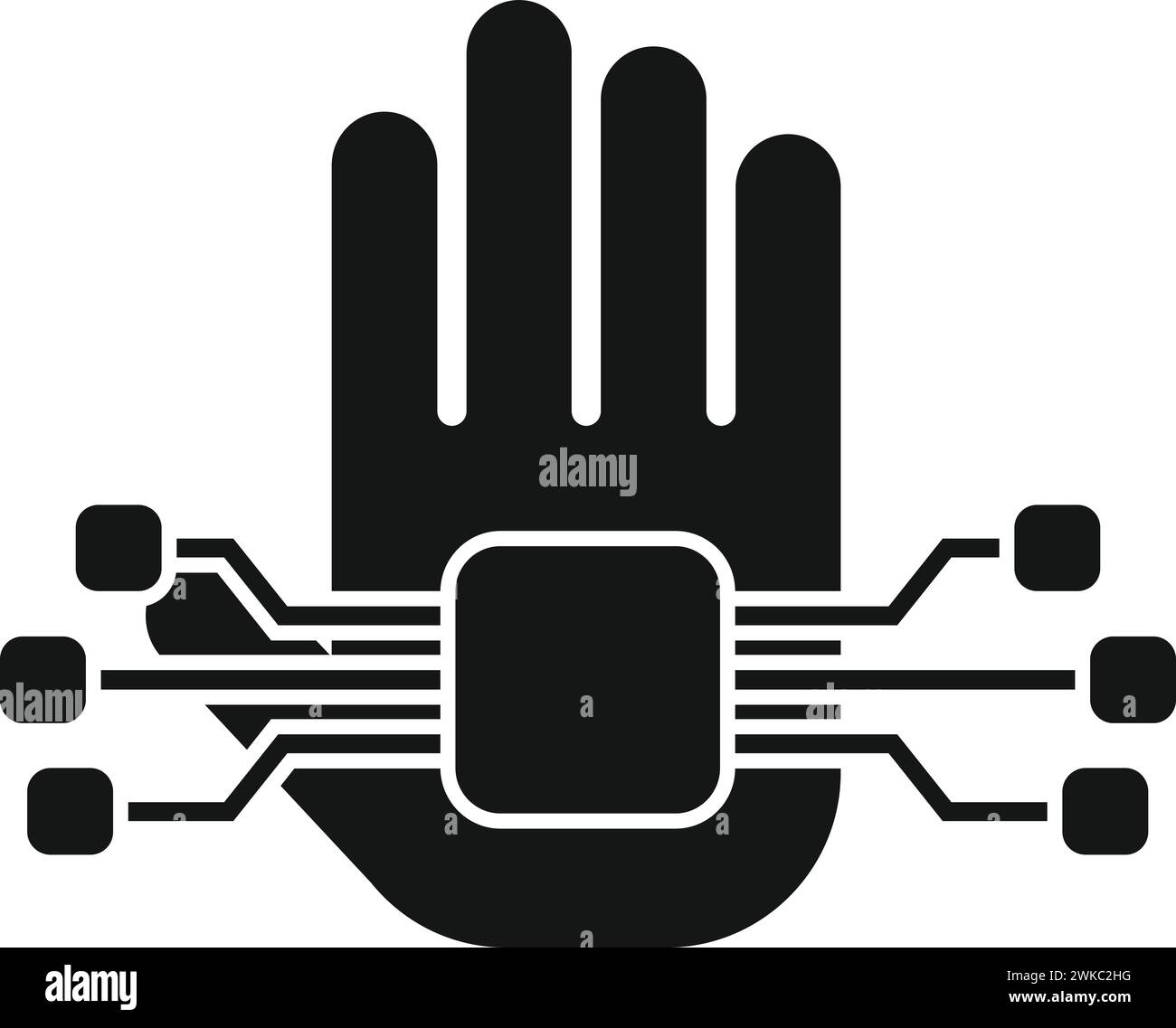 Icona di scansione del processore Palm vettore semplice. Sistema sociale. Tono dati REC Illustrazione Vettoriale