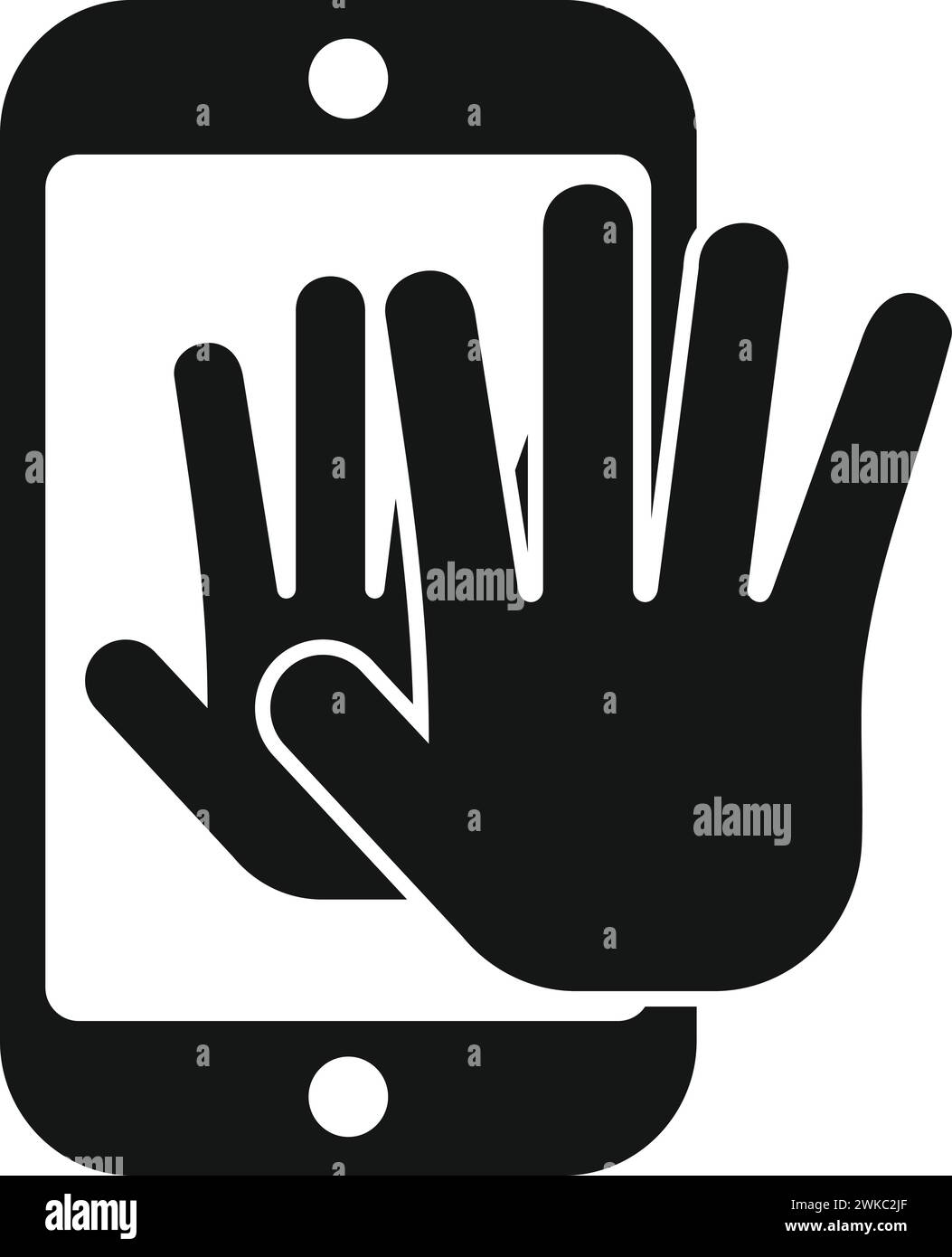 Icona di scansione del telefono Palm vettore semplice. Sistema di sicurezza. Codice audio Illustrazione Vettoriale