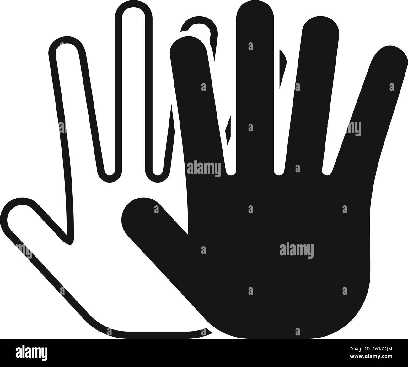 Doppio vettore semplice con icona del palmo di scansione. Identità vocale. Intelligente automatica Illustrazione Vettoriale