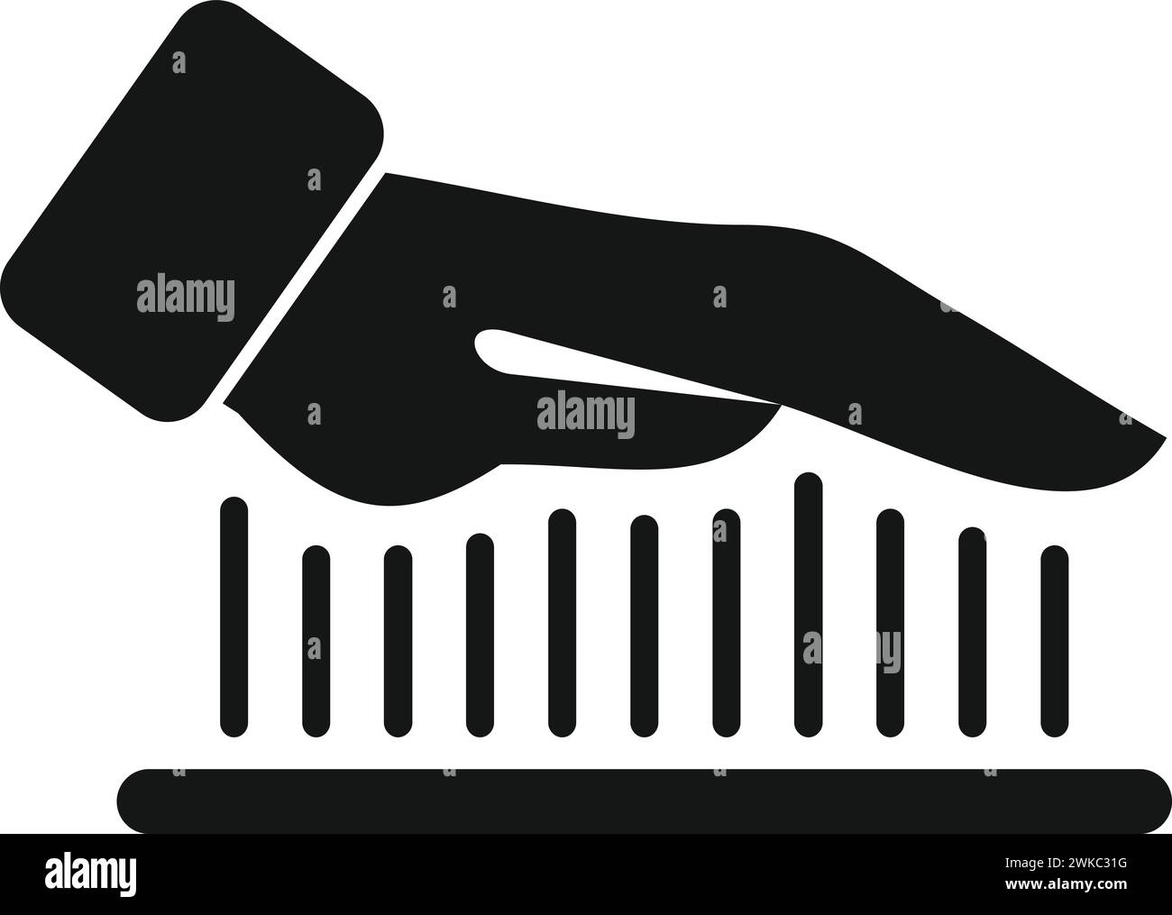 Scansione dell'icona del palmare vettore semplice. ID protezione codice. Tecnologia BIO-intelligente Illustrazione Vettoriale