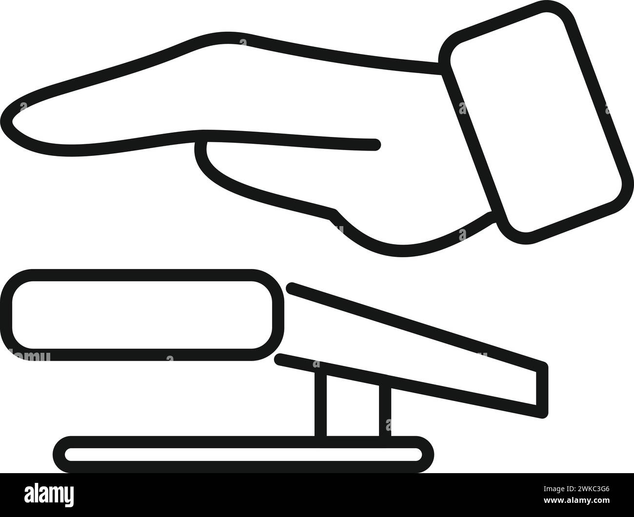 Spingere il vettore del contorno dell'icona di scansione del palmo. Sistema di sicurezza. Codice identificativo vocale Illustrazione Vettoriale