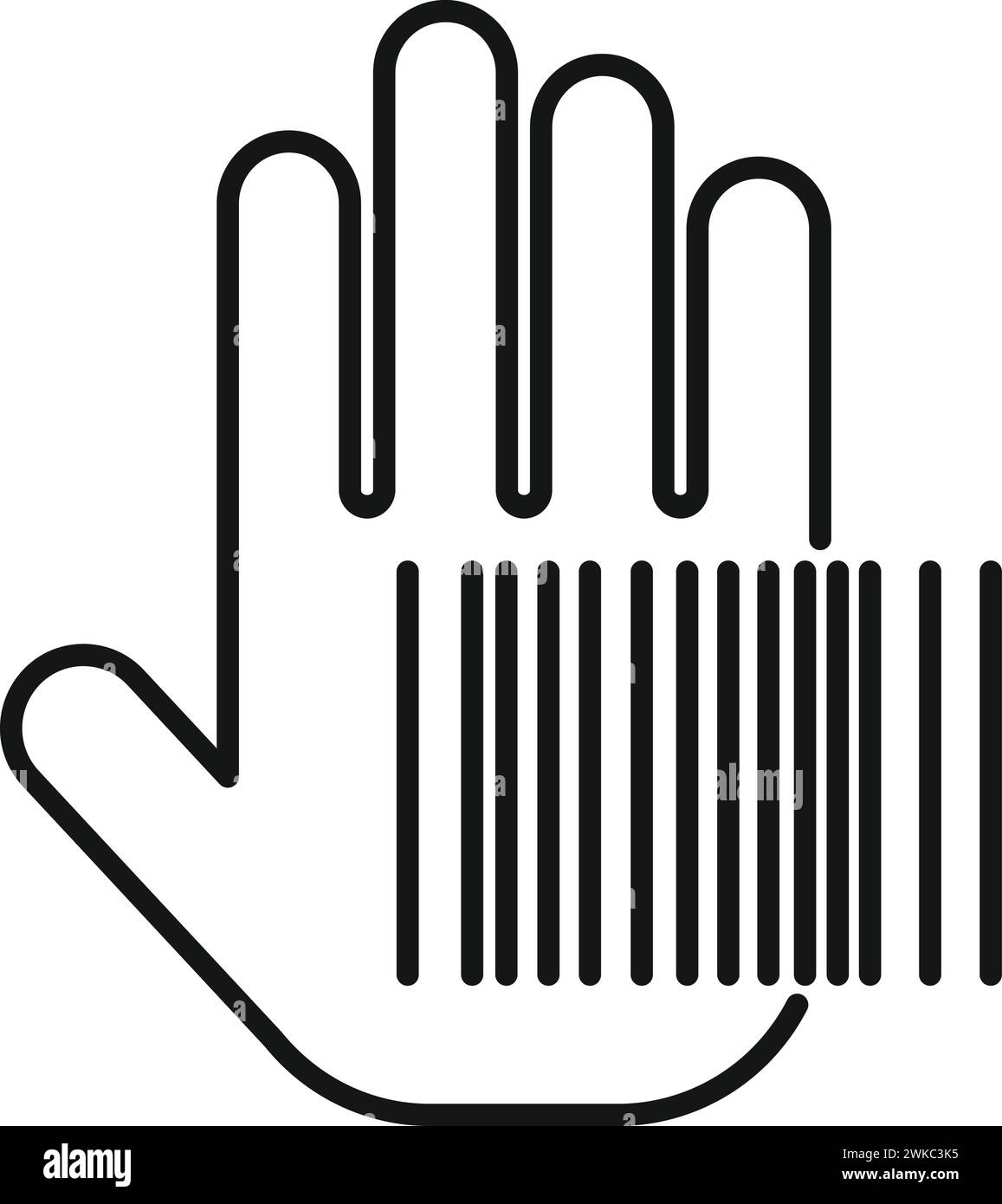 Eseguire la scansione del vettore del contorno dell'icona del codice palmare. Sicurezza automatica. Audio tono id registrazione Illustrazione Vettoriale