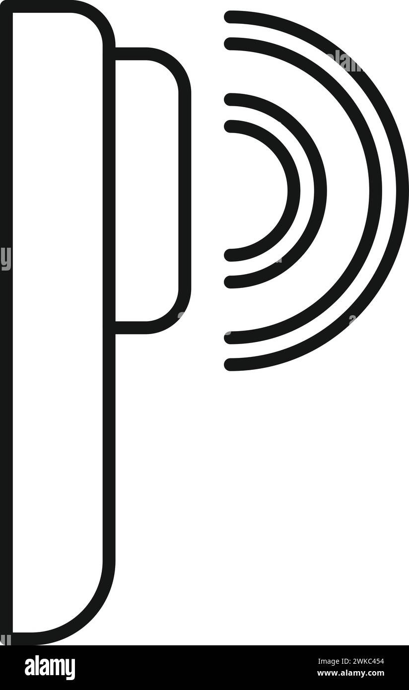 Vettore di contorno dell'icona del palmo del raggio di scansione. Identità del sistema. Tono del codice vocale Illustrazione Vettoriale