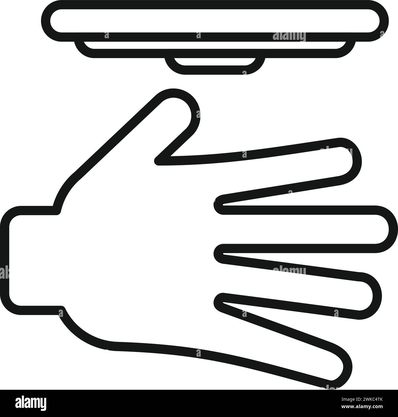 Vettore di contorno dell'icona di scansione rapida del palmo. Codice scheda. Sistema sociale intelligente Illustrazione Vettoriale