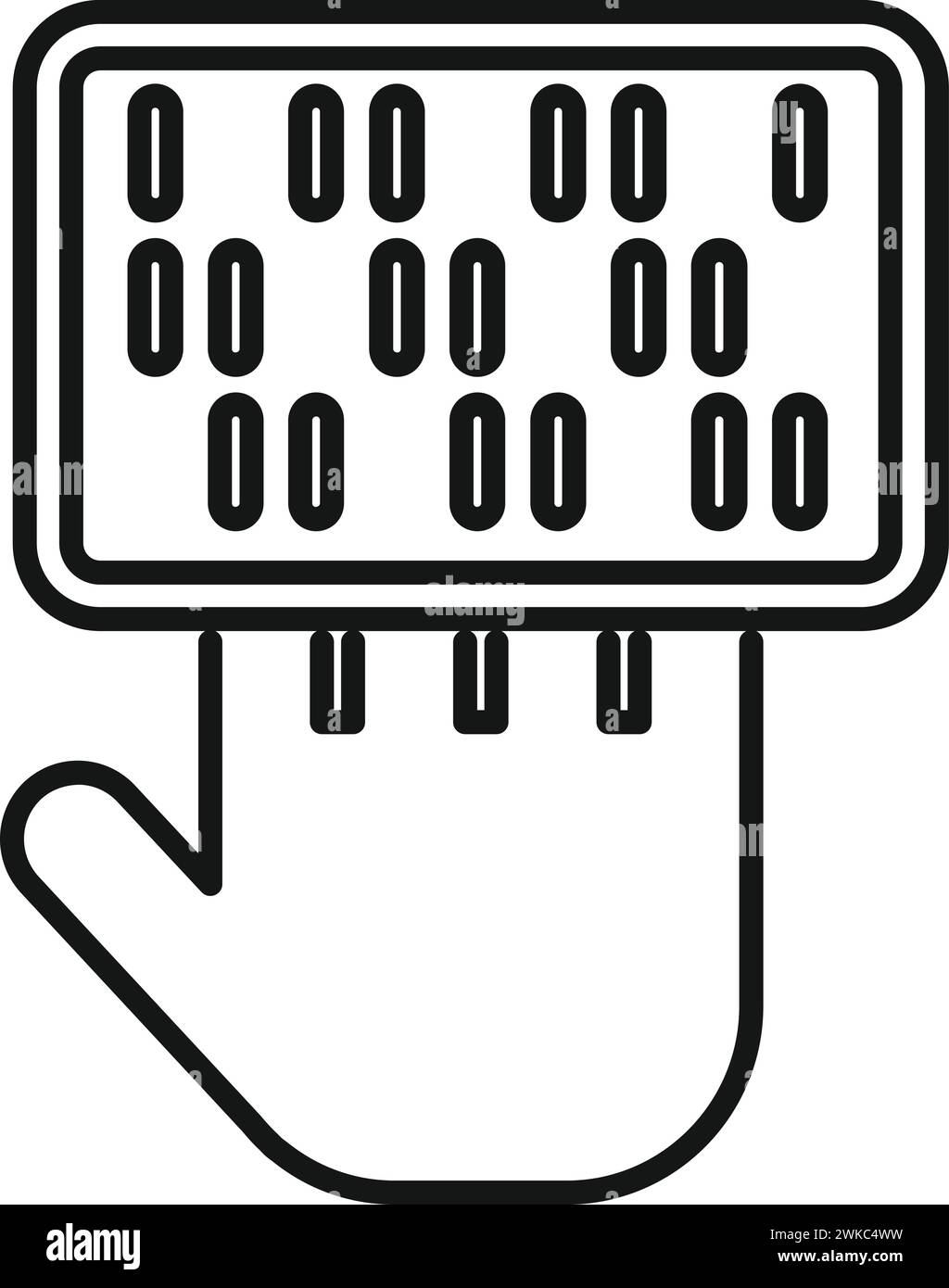 Scansione del vettore del contorno dell'icona delle dita del palmo. Solitario intelligente. Verifica audio Illustrazione Vettoriale