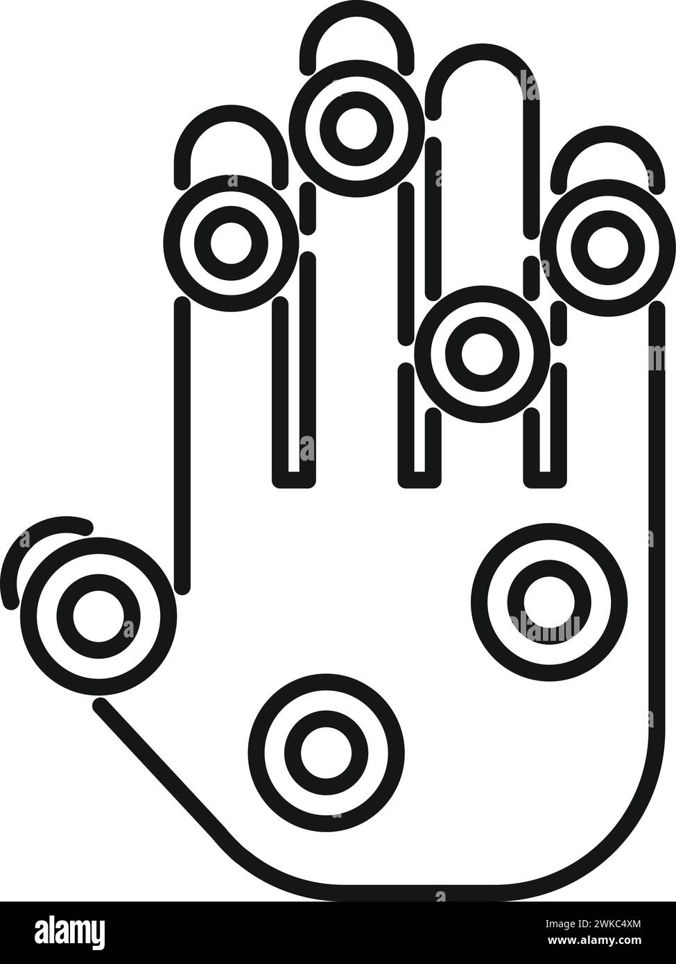 Vettore contorno icona di verifica Palm. Sicurezza dello scanner. id volto automatico Illustrazione Vettoriale