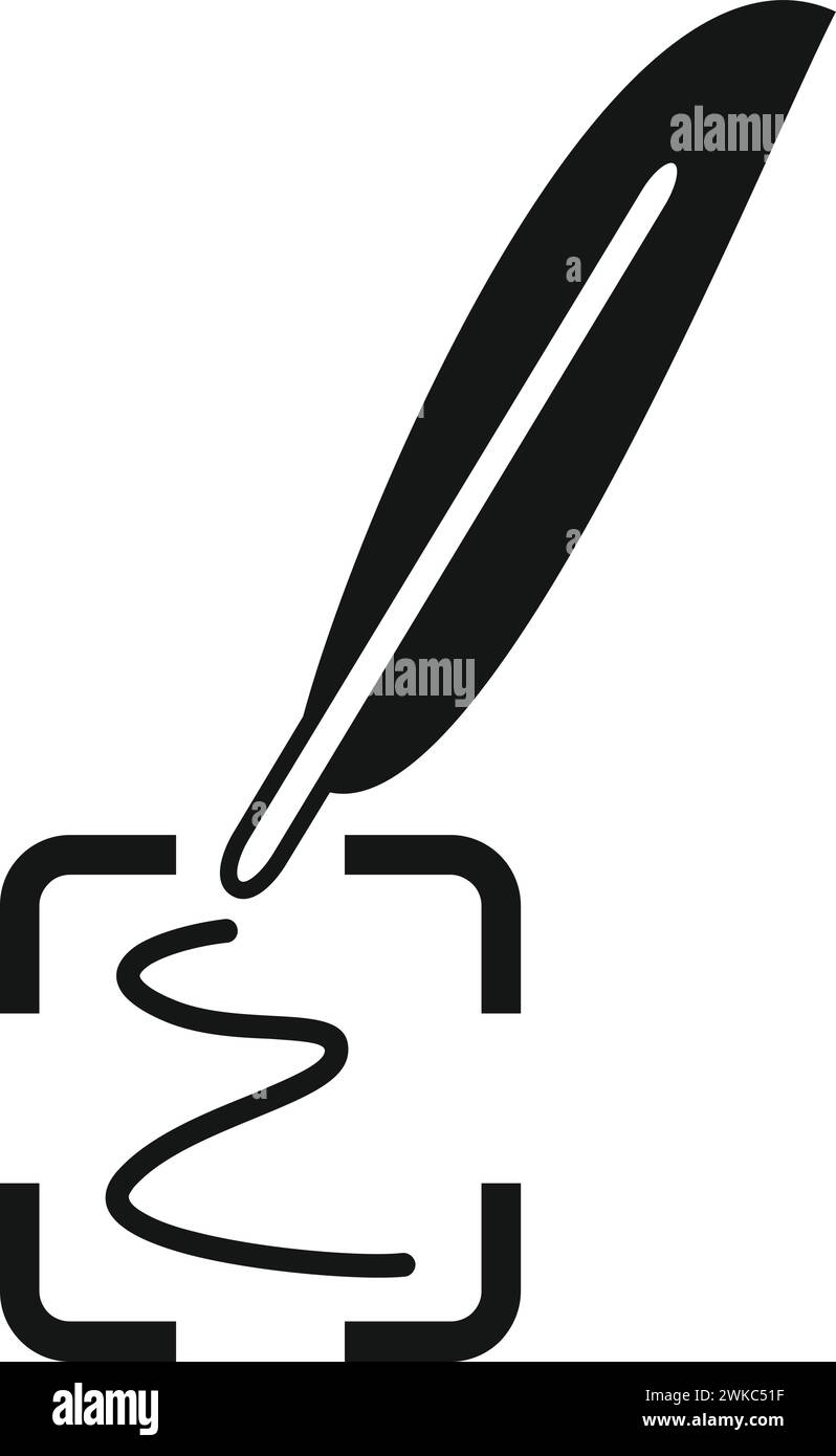 Icona di scrittura a piume vettore semplice. Scansione della firma. Suono bio Illustrazione Vettoriale
