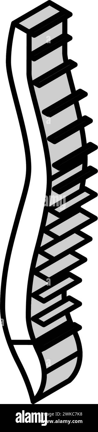 illustrazione vettoriale dell'icona isometrica dell'osso della colonna vertebrale Illustrazione Vettoriale