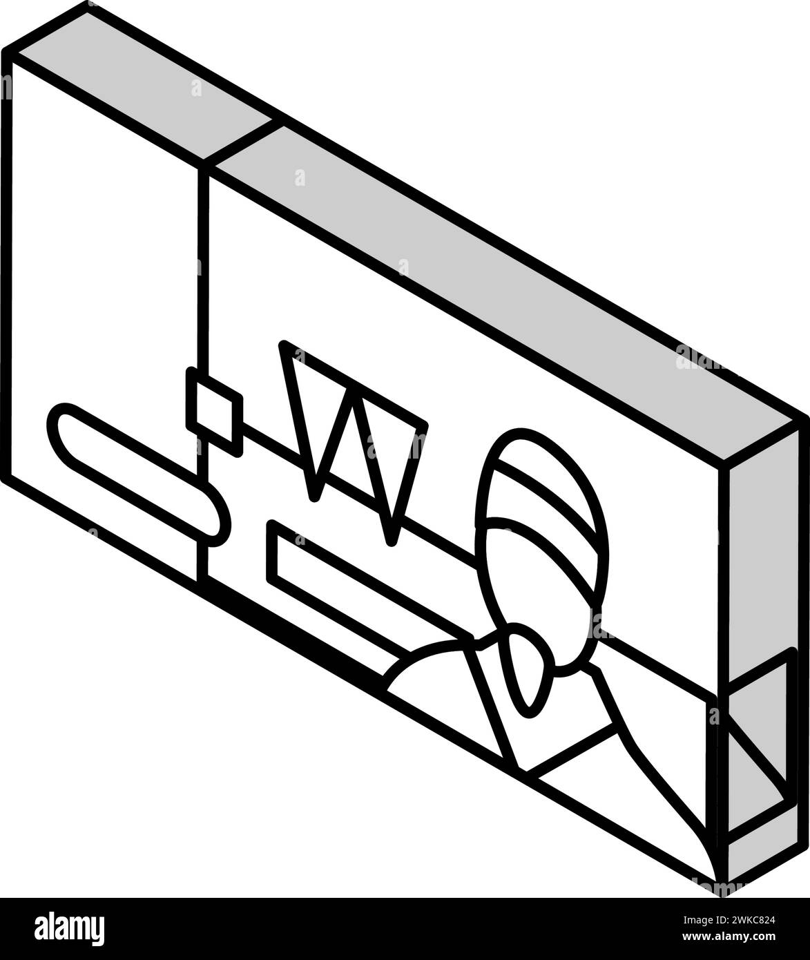 illustrazione vettoriale dell'icona isometrica won krw Illustrazione Vettoriale