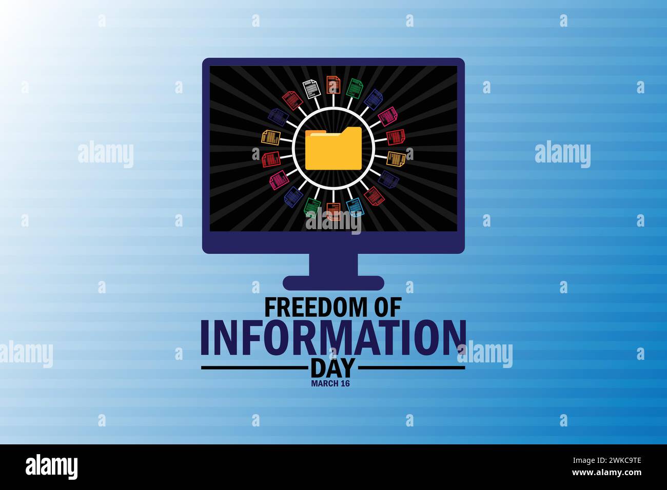 Carta da parati Freedom of Information Day con forme e tipografia. Giornata della libertà di informazione, background Illustrazione Vettoriale