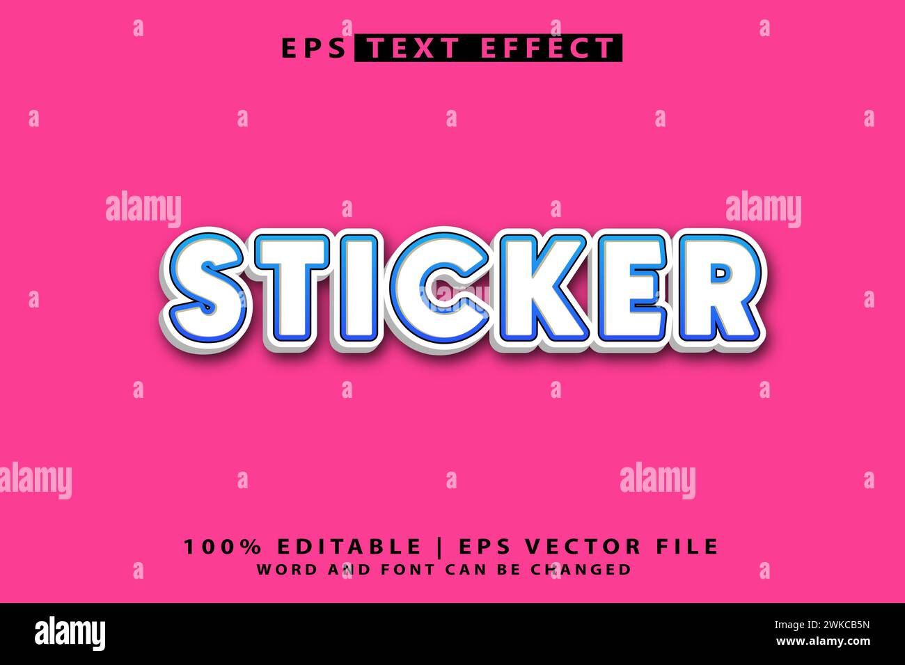 Effetto testo 3D modificabile con adesivo Illustrazione Vettoriale