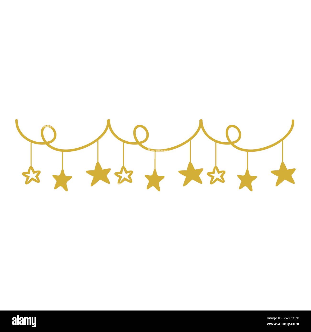 Ghirlanda decorativa Golden Stars Illustrazione Vettoriale
