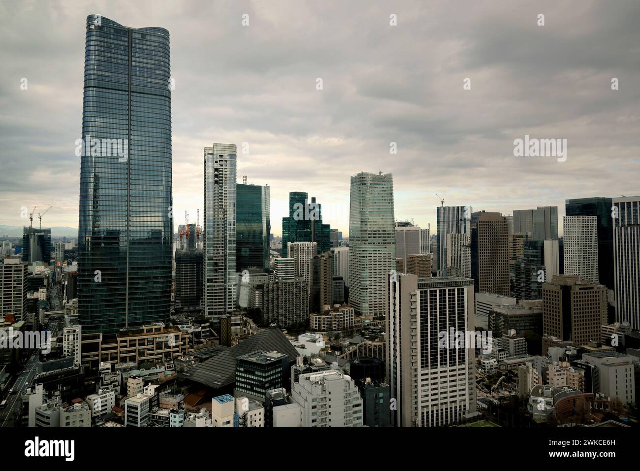 Panorama di Tokyo Vista della città dove sorge il grattacielo più alto del Giappone, visto dalla piattaforma di osservazione della Tokyo Tower Foto Stock