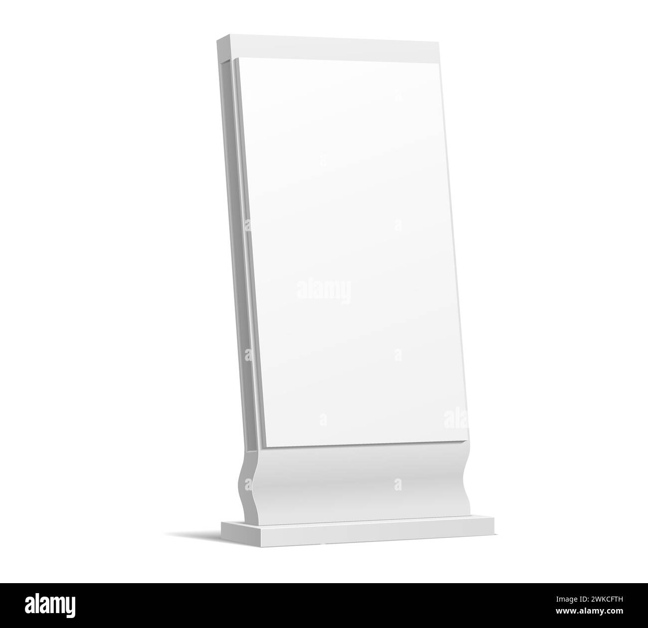 Mockup per espositori per esterni 3D per cartellone pubblicitario o informativo, cartellone pubblicitario vettoriale. Espositore per poster verticale o espositore POS isolato, mock-up per espositori pubblicitari o espositivi Illustrazione Vettoriale