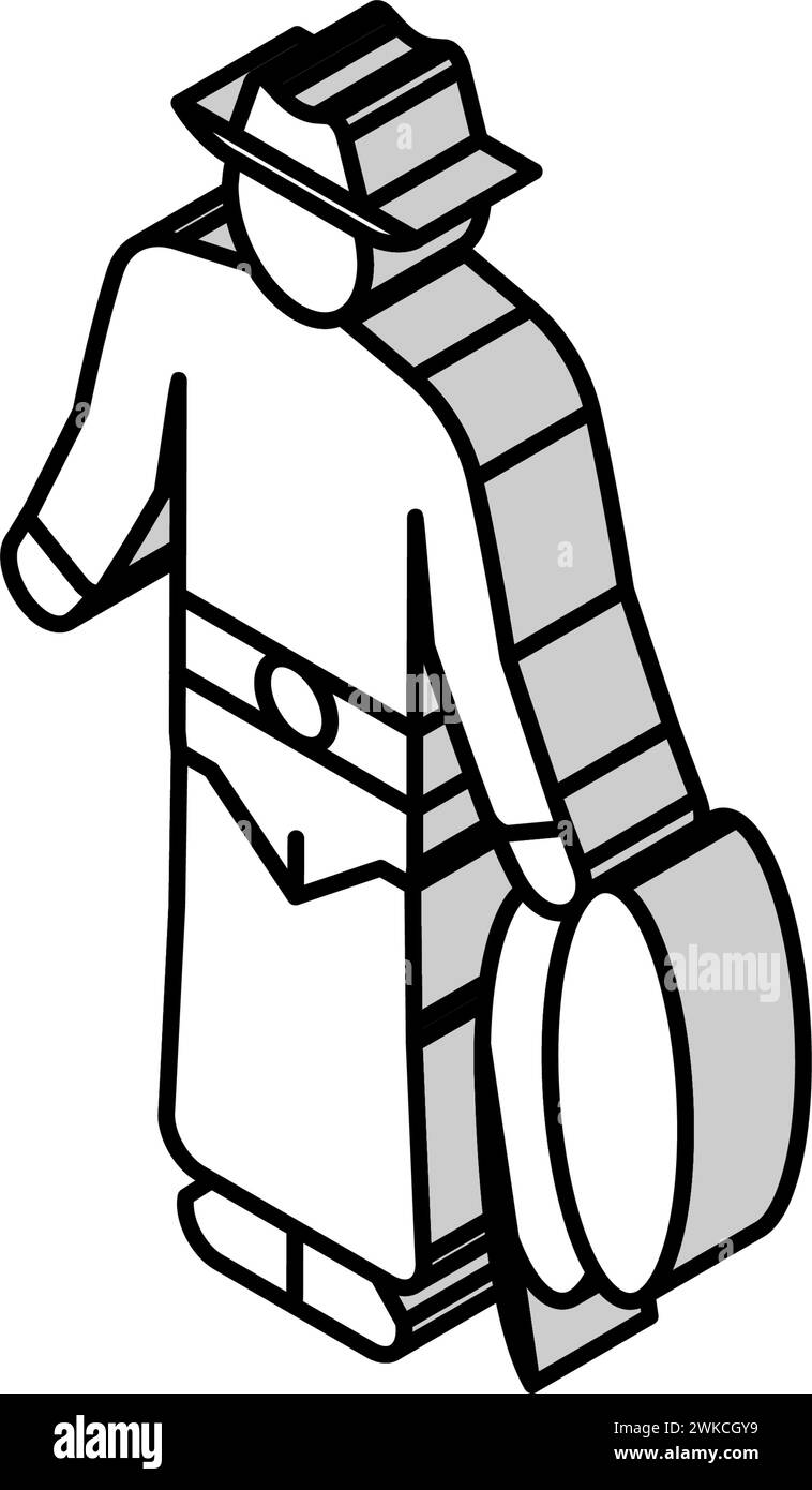 illustrazione vettoriale dell'icona isometrica di cowboy western man Illustrazione Vettoriale