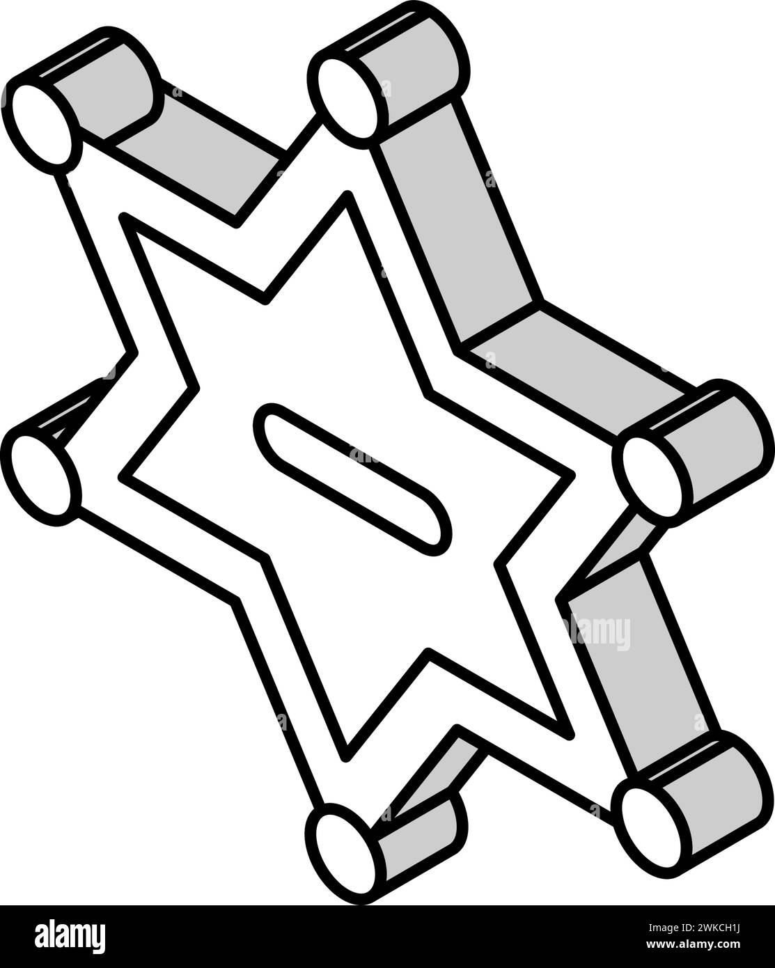immagine vettoriale dell'icona isometrica dello sceriffo del badge Illustrazione Vettoriale
