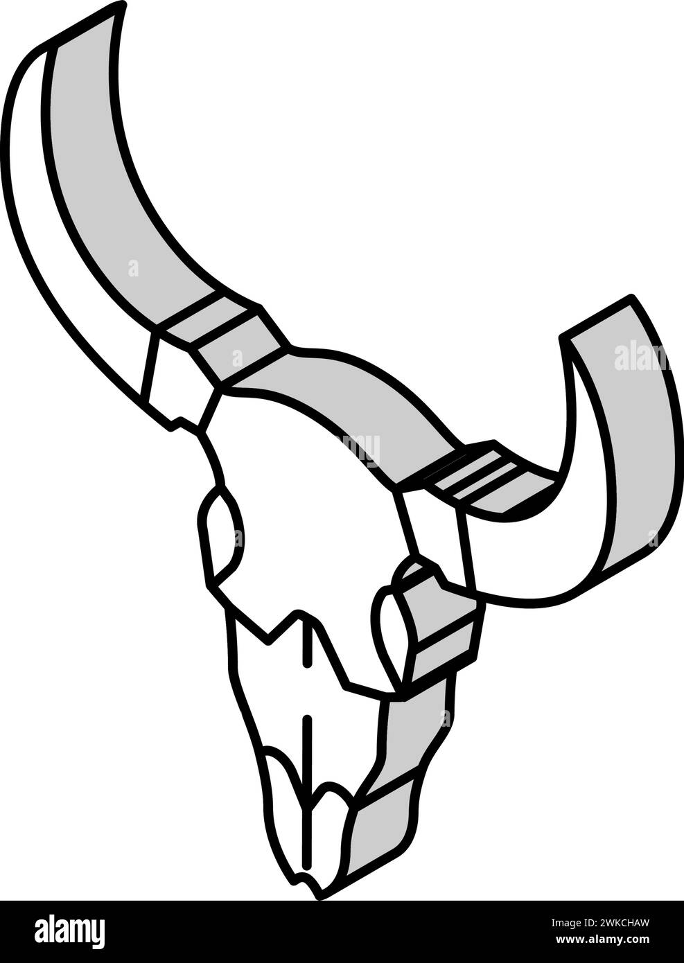 illustrazione vettoriale dell'icona isometrica del toro cranico Illustrazione Vettoriale