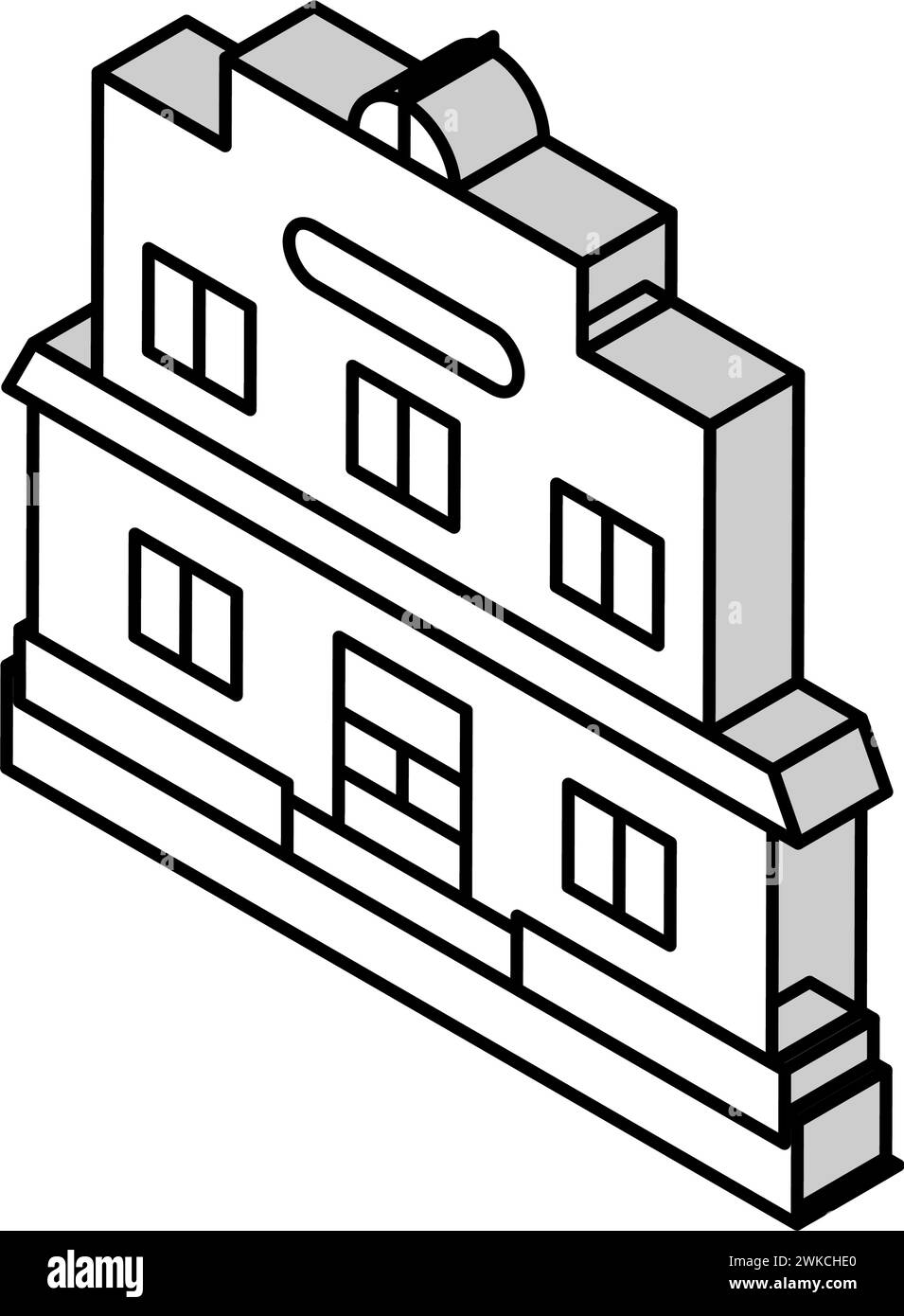illustrazione vettoriale dell'icona isometrica dell'edificio della barra della berlina Illustrazione Vettoriale