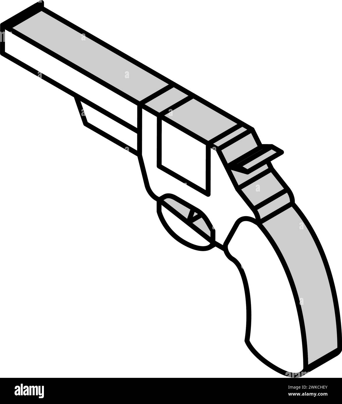 illustrazione vettoriale dell'icona isometrica del revolver a pistola Illustrazione Vettoriale